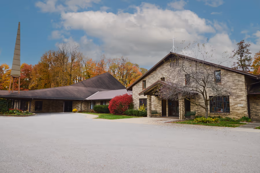 Exterior of GentleBrook’s support services building at 353 Crestmont Ave SW in Hartville, Ohio, offering administrative and community-based support for developmental disability and senior care programs
